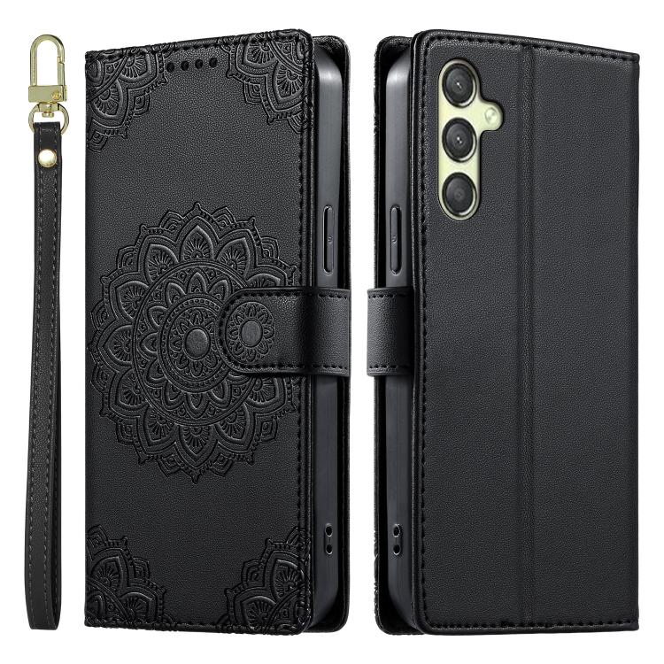 Custodia per telefono in ecopelle con cinturino e chiusura magnetica a totem in rilievo., For Galaxy A25 5G Global, For Galaxy A24 4G, For Galaxy A14 4G / 5G