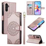 Custodia per telefono in ecopelle con cinturino e chiusura magnetica a totem in rilievo., For Galaxy A25 5G Global, For Galaxy A24 4G, For Galaxy A14 4G / 5G