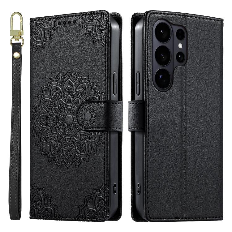 Custodia per telefono in ecopelle con cinturino e chiusura magnetica a totem in rilievo., For Galaxy S26 Ultra 5G, For Galaxy S26 5G, For Galaxy S25 FE 5G