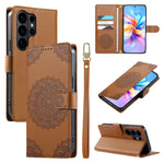 Custodia per telefono in ecopelle con cinturino e chiusura magnetica a totem in rilievo., For Galaxy S26 Ultra 5G, For Galaxy S26 5G, For Galaxy S25 FE 5G