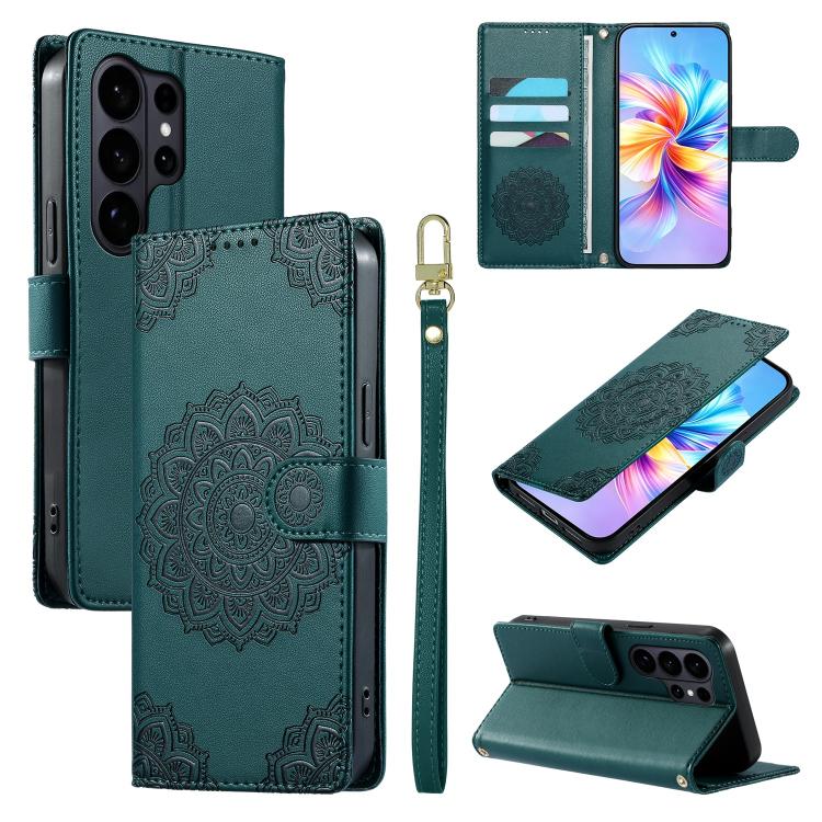 Custodia per telefono in ecopelle con cinturino e chiusura magnetica a totem in rilievo., For Galaxy S26 Ultra 5G, For Galaxy S26 5G, For Galaxy S25 FE 5G