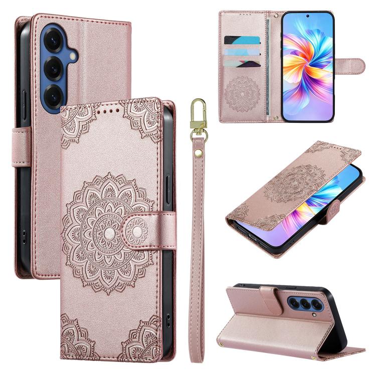 Custodia per telefono in ecopelle con cinturino e chiusura magnetica a totem in rilievo., For Galaxy S26 FE 5G, For Galaxy S26+ 5G, For Galaxy S26 Edge 5G