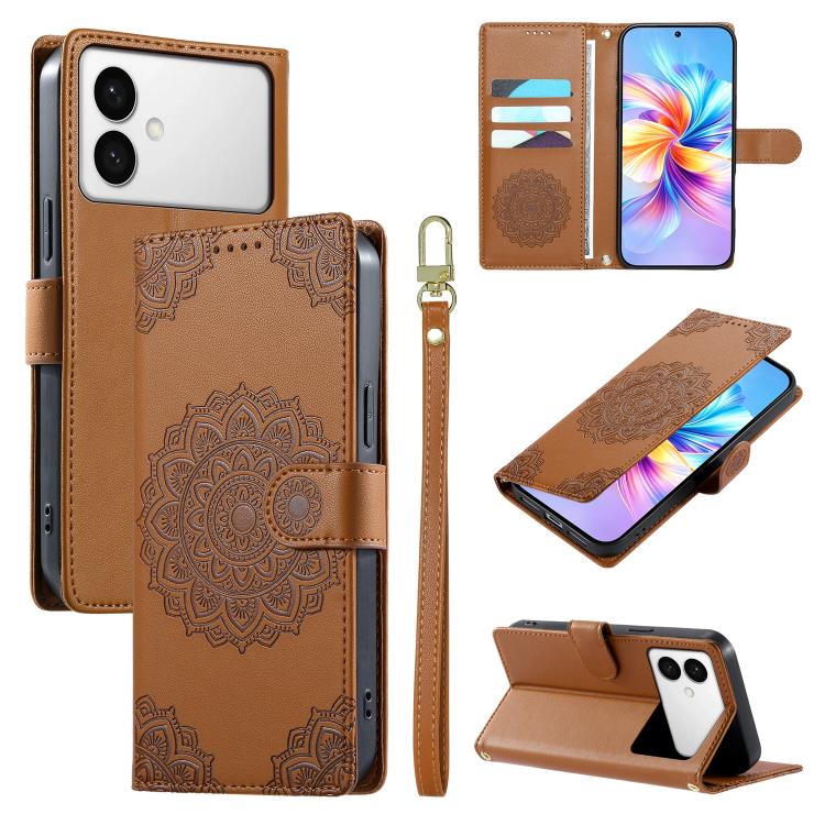 Custodia per telefono in ecopelle con cinturino e chiusura magnetica a totem in rilievo., For Galaxy S26 FE 5G, For Galaxy S26+ 5G, For Galaxy S26 Edge 5G