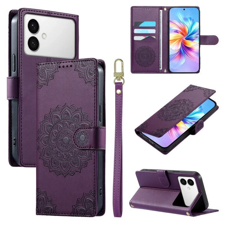 Custodia per telefono in ecopelle con cinturino e chiusura magnetica a totem in rilievo., For Galaxy S26 FE 5G, For Galaxy S26+ 5G, For Galaxy S26 Edge 5G