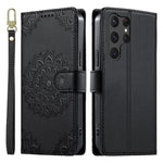 Custodia per telefono in ecopelle con cinturino e chiusura magnetica a totem in rilievo., For Galaxy S25 Ultra 5G, For Galaxy S24 FE 5G, For Galaxy S24 Ultra 5G