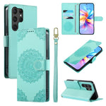 Custodia per telefono in ecopelle con cinturino e chiusura magnetica a totem in rilievo., For Galaxy S25 Ultra 5G, For Galaxy S24 FE 5G, For Galaxy S24 Ultra 5G