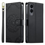 Custodia per telefono in ecopelle con cinturino e chiusura magnetica a totem in rilievo., For Galaxy S25 Edge 5G, For Galaxy S25 5G / S24 5G, For Galaxy S25+ 5G / S24+ 5G
