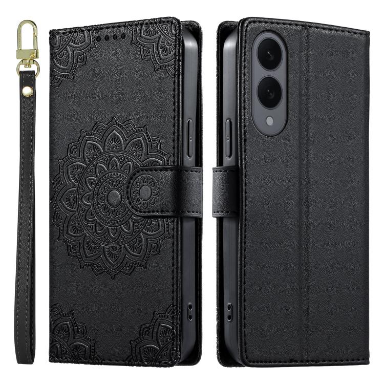 Custodia per telefono in ecopelle con cinturino e chiusura magnetica a totem in rilievo., For Galaxy S25 Edge 5G, For Galaxy S25 5G / S24 5G, For Galaxy S25+ 5G / S24+ 5G
