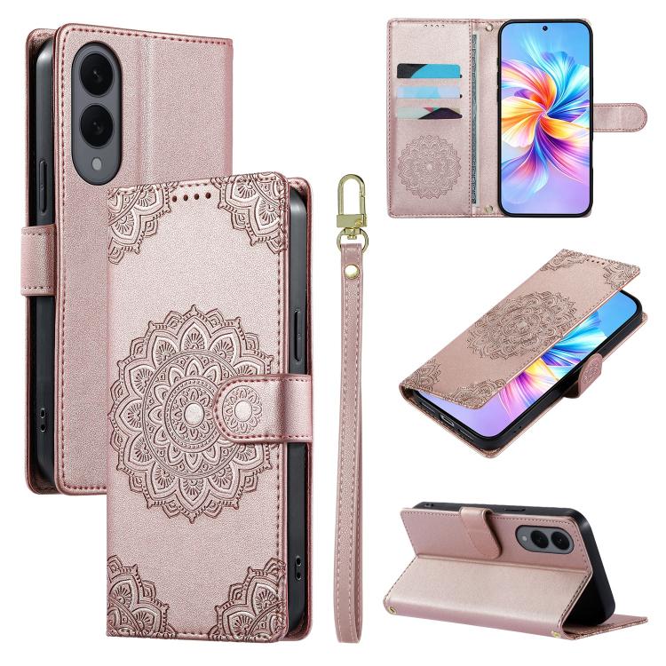 Custodia per telefono in ecopelle con cinturino e chiusura magnetica a totem in rilievo., For Galaxy S25 Edge 5G, For Galaxy S25 5G / S24 5G, For Galaxy S25+ 5G / S24+ 5G