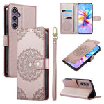 Custodia per telefono in ecopelle con cinturino e chiusura magnetica a totem in rilievo., For Galaxy S25 Edge 5G, For Galaxy S25 5G / S24 5G, For Galaxy S25+ 5G / S24+ 5G