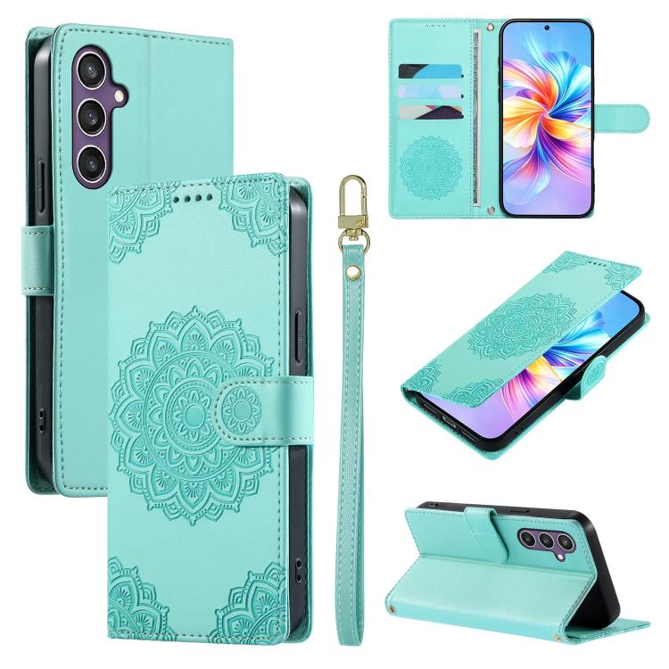 Custodia per telefono in ecopelle con cinturino e chiusura magnetica a totem in rilievo., For Galaxy S25 Edge 5G, For Galaxy S25 5G / S24 5G, For Galaxy S25+ 5G / S24+ 5G