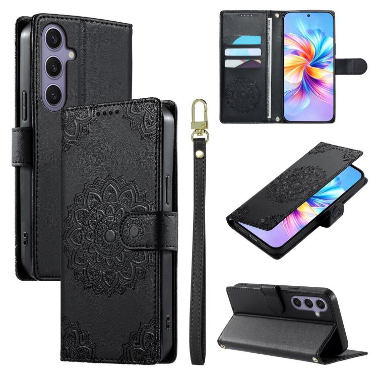 Custodia per telefono in ecopelle con cinturino e chiusura magnetica a totem in rilievo., For Galaxy S25 Edge 5G, For Galaxy S25 5G / S24 5G, For Galaxy S25+ 5G / S24+ 5G
