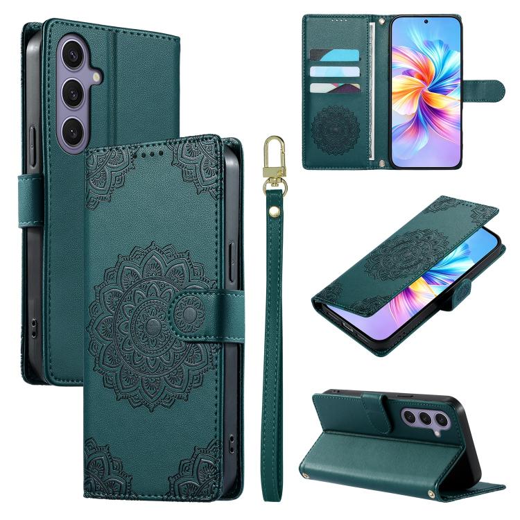 Custodia per telefono in ecopelle con cinturino e chiusura magnetica a totem in rilievo., For Galaxy S25 Edge 5G, For Galaxy S25 5G / S24 5G, For Galaxy S25+ 5G / S24+ 5G