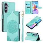 Custodia per telefono in ecopelle con cinturino e chiusura magnetica a totem in rilievo., For Galaxy S25 Edge 5G, For Galaxy S25 5G / S24 5G, For Galaxy S25+ 5G / S24+ 5G