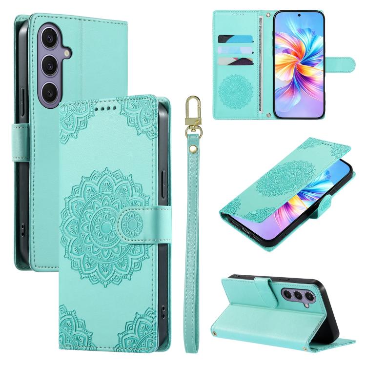 Custodia per telefono in ecopelle con cinturino e chiusura magnetica a totem in rilievo., For Galaxy S25 Edge 5G, For Galaxy S25 5G / S24 5G, For Galaxy S25+ 5G / S24+ 5G