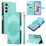 Custodia per telefono in ecopelle con cinturino e chiusura magnetica a totem in rilievo., For Galaxy S25 Ultra 5G, For Galaxy S24 FE 5G, For Galaxy S24 Ultra 5G