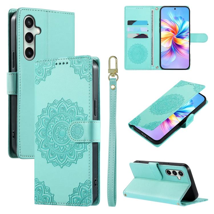 Custodia per telefono in ecopelle con cinturino e chiusura magnetica a totem in rilievo., For Galaxy S25 Ultra 5G, For Galaxy S24 FE 5G, For Galaxy S24 Ultra 5G