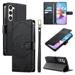 Custodia per telefono in ecopelle con cinturino e chiusura magnetica a totem in rilievo., For Galaxy S23 FE 5G, For Galaxy S23 Ultra 5G, For Galaxy S23+ 5G