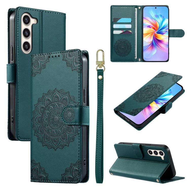 Custodia per telefono in ecopelle con cinturino e chiusura magnetica a totem in rilievo., For Galaxy S23 FE 5G, For Galaxy S23 Ultra 5G, For Galaxy S23+ 5G