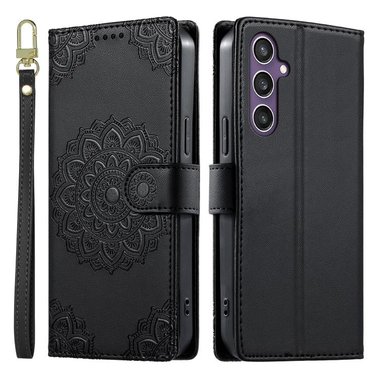 Custodia per telefono in ecopelle con cinturino e chiusura magnetica a totem in rilievo., For Galaxy S23 FE 5G, For Galaxy S23 Ultra 5G, For Galaxy S23+ 5G