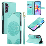 Custodia per telefono in ecopelle con cinturino e chiusura magnetica a totem in rilievo., For Galaxy S23 FE 5G, For Galaxy S23 Ultra 5G, For Galaxy S23+ 5G