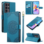 Custodia per telefono in ecopelle con cinturino e chiusura magnetica a totem in rilievo., For Galaxy S21 5G, For Galaxy S21+ 5G, For Galaxy S21 Ultra 5G