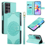 Custodia per telefono in ecopelle con cinturino e chiusura magnetica a totem in rilievo., For Galaxy S21 5G, For Galaxy S21+ 5G, For Galaxy S21 Ultra 5G