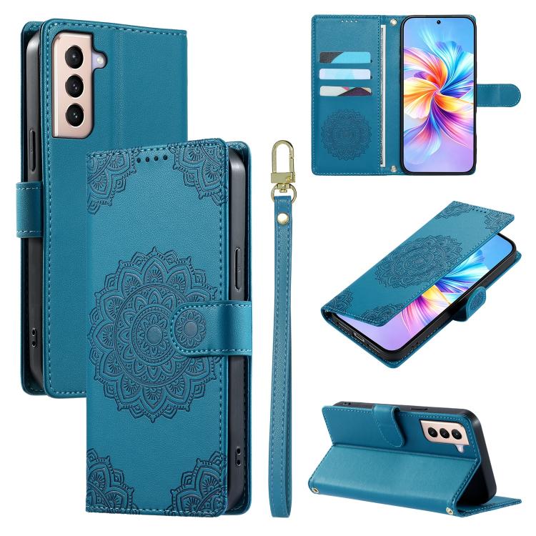 Custodia per telefono in ecopelle con cinturino e chiusura magnetica a totem in rilievo., For Galaxy S21 5G, For Galaxy S21+ 5G, For Galaxy S21 Ultra 5G