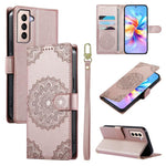 Custodia per telefono in ecopelle con cinturino e chiusura magnetica a totem in rilievo., For Galaxy S21 5G, For Galaxy S21+ 5G, For Galaxy S21 Ultra 5G