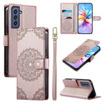 Custodia per telefono in ecopelle con cinturino e chiusura magnetica a totem in rilievo., For Galaxy S22+ 5G, For Galaxy S22 5G, For Galaxy S21 FE 5G