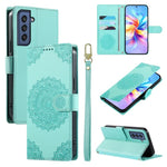 Custodia per telefono in ecopelle con cinturino e chiusura magnetica a totem in rilievo., For Galaxy S22+ 5G, For Galaxy S22 5G, For Galaxy S21 FE 5G