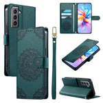 Custodia per telefono in ecopelle con cinturino e chiusura magnetica a totem in rilievo., For Galaxy S21 5G, For Galaxy S21+ 5G, For Galaxy S21 Ultra 5G