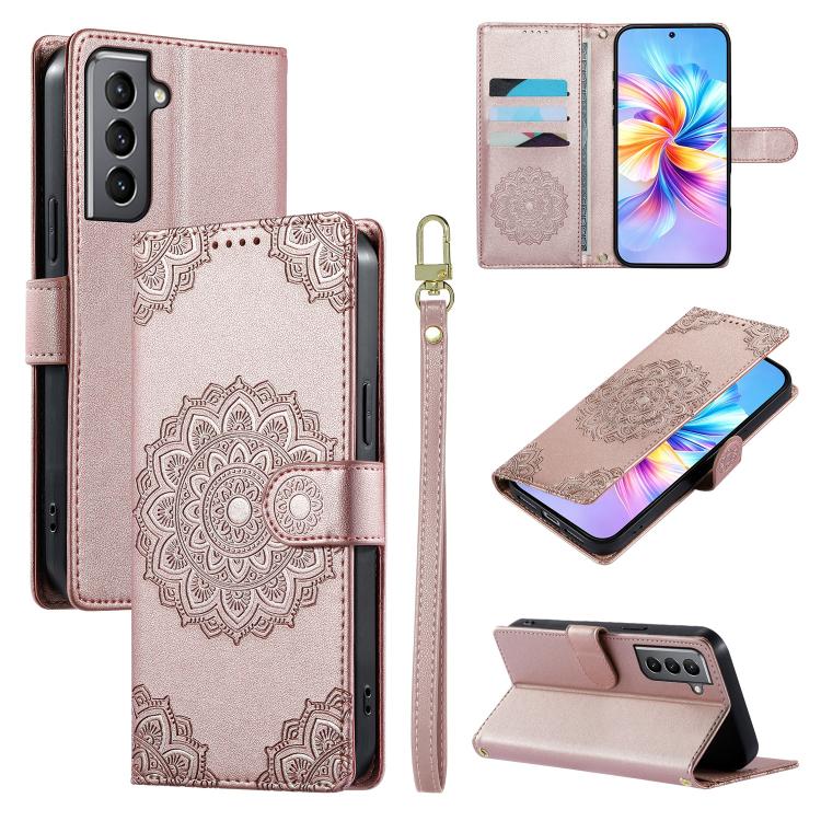 Custodia per telefono in ecopelle con cinturino e chiusura magnetica a totem in rilievo., For Galaxy S21 5G, For Galaxy S21+ 5G, For Galaxy S21 Ultra 5G