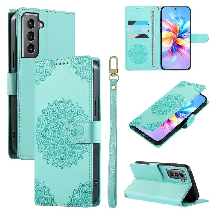 Custodia per telefono in ecopelle con cinturino e chiusura magnetica a totem in rilievo., For Galaxy S21 5G, For Galaxy S21+ 5G, For Galaxy S21 Ultra 5G