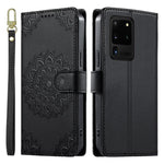 Custodia per telefono in ecopelle con cinturino e chiusura magnetica a totem in rilievo., For Galaxy S20 Ultra 5G, For Galaxy S20+ 5G, For Galaxy S20