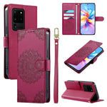 Custodia per telefono in ecopelle con cinturino e chiusura magnetica a totem in rilievo., For Galaxy S20 Ultra 5G, For Galaxy S20+ 5G, For Galaxy S20