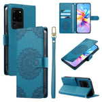 Custodia per telefono in ecopelle con cinturino e chiusura magnetica a totem in rilievo., For Galaxy S20 Ultra 5G, For Galaxy S20+ 5G, For Galaxy S20