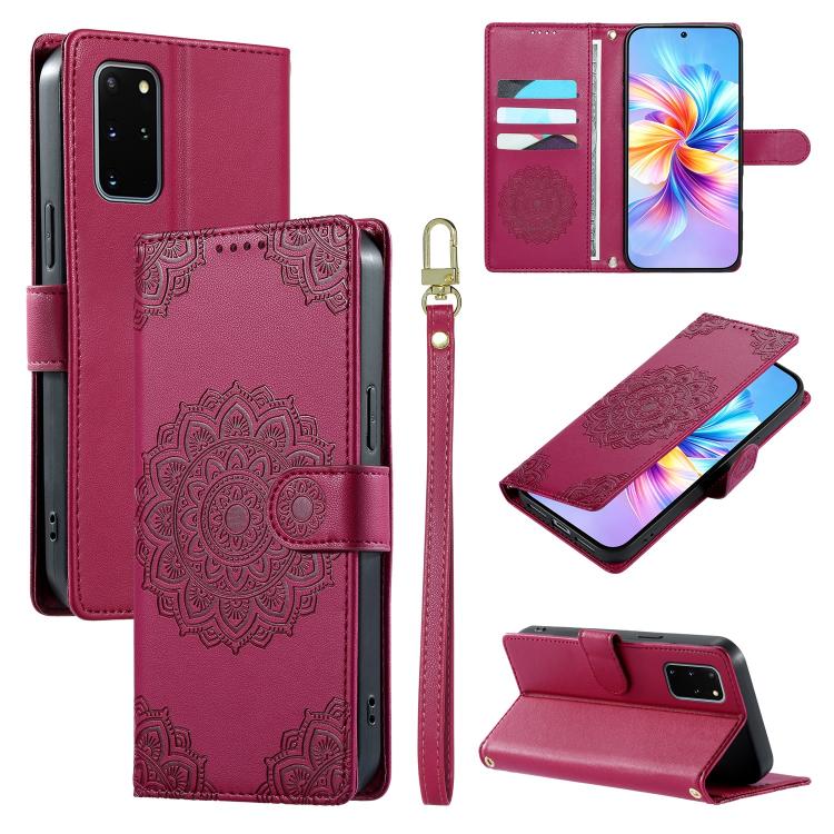 Custodia per telefono in ecopelle con cinturino e chiusura magnetica a totem in rilievo., For Galaxy S20 Ultra 5G, For Galaxy S20+ 5G, For Galaxy S20