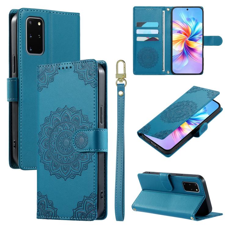 Custodia per telefono in ecopelle con cinturino e chiusura magnetica a totem in rilievo., For Galaxy S20 Ultra 5G, For Galaxy S20+ 5G, For Galaxy S20