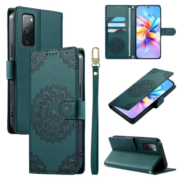 Custodia per telefono in ecopelle con cinturino e chiusura magnetica a totem in rilievo., For Galaxy S23 5G, For Galaxy S20 FE, For Galaxy S22 Ultra 5G