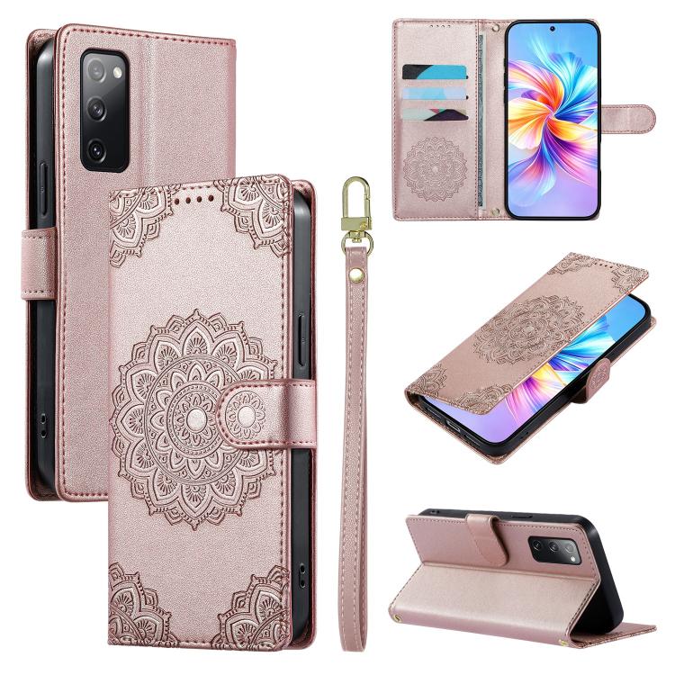 Custodia per telefono in ecopelle con cinturino e chiusura magnetica a totem in rilievo., For Galaxy S23 5G, For Galaxy S20 FE, For Galaxy S22 Ultra 5G
