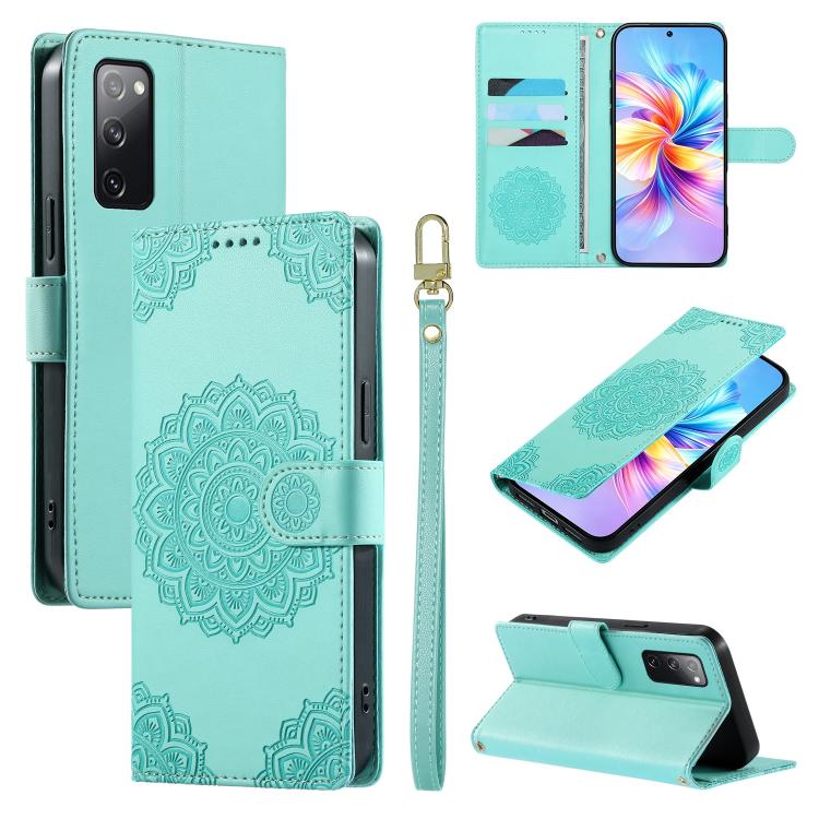 Custodia per telefono in ecopelle con cinturino e chiusura magnetica a totem in rilievo., For Galaxy S23 5G, For Galaxy S20 FE, For Galaxy S22 Ultra 5G
