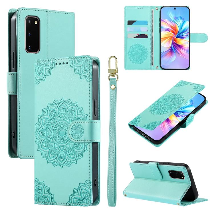 Custodia per telefono in ecopelle con cinturino e chiusura magnetica a totem in rilievo., For Galaxy S20 Ultra 5G, For Galaxy S20+ 5G, For Galaxy S20
