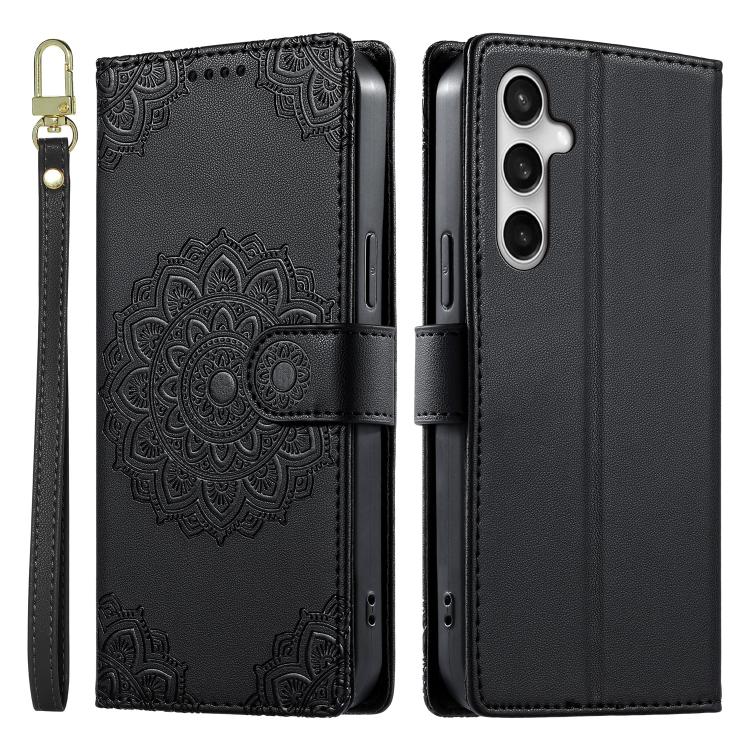 Custodia per telefono in ecopelle con cinturino e chiusura magnetica a totem in rilievo., For Galaxy S26 FE 5G, For Galaxy S26+ 5G, For Galaxy S26 Edge 5G