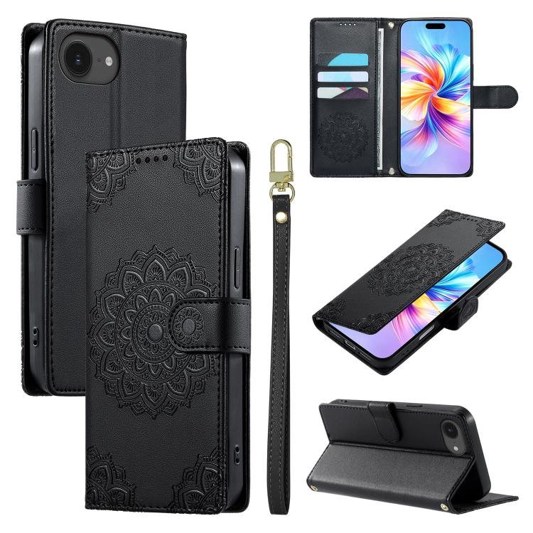 Custodia per telefono in ecopelle con cinturino e chiusura magnetica a totem in rilievo., For iPhone 17e / 16e, For iPhone 17 Pro Max, For iPhone 17 Pro