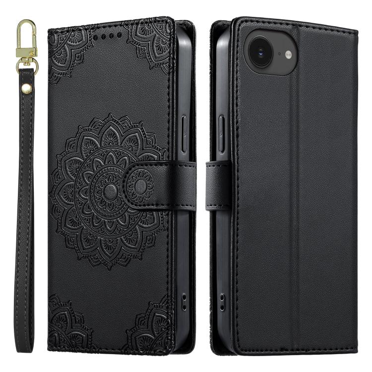 Custodia per telefono in ecopelle con cinturino e chiusura magnetica a totem in rilievo., For iPhone 17e / 16e, For iPhone 17 Pro Max, For iPhone 17 Pro