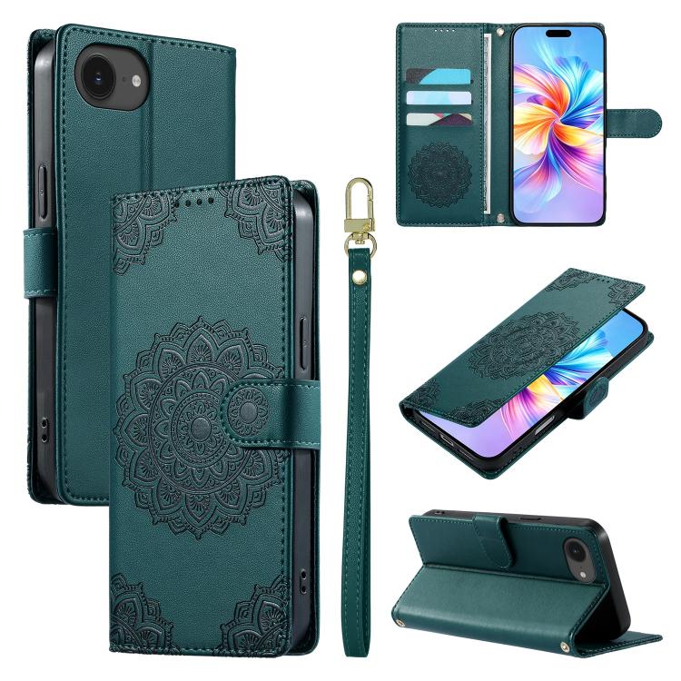 Custodia per telefono in ecopelle con cinturino e chiusura magnetica a totem in rilievo., For iPhone 17e / 16e, For iPhone 17 Pro Max, For iPhone 17 Pro
