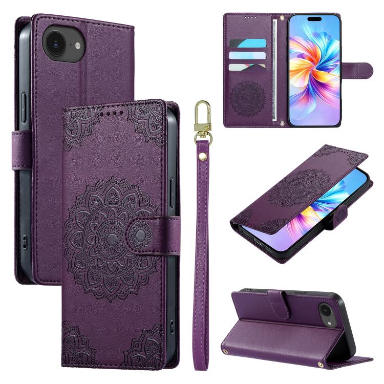 Custodia per telefono in ecopelle con cinturino e chiusura magnetica a totem in rilievo., For iPhone 17e / 16e, For iPhone 17 Pro Max, For iPhone 17 Pro