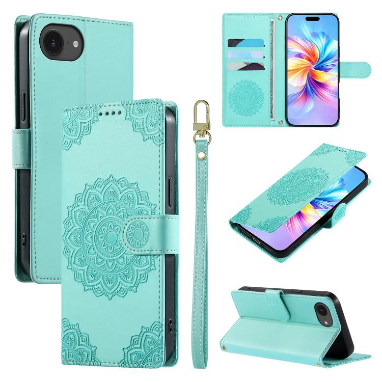 Custodia per telefono in ecopelle con cinturino e chiusura magnetica a totem in rilievo., For iPhone 17e / 16e, For iPhone 17 Pro Max, For iPhone 17 Pro