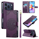 Custodia per telefono in ecopelle con cinturino e chiusura magnetica a totem in rilievo., For iPhone 17e / 16e, For iPhone 17 Pro Max, For iPhone 17 Pro